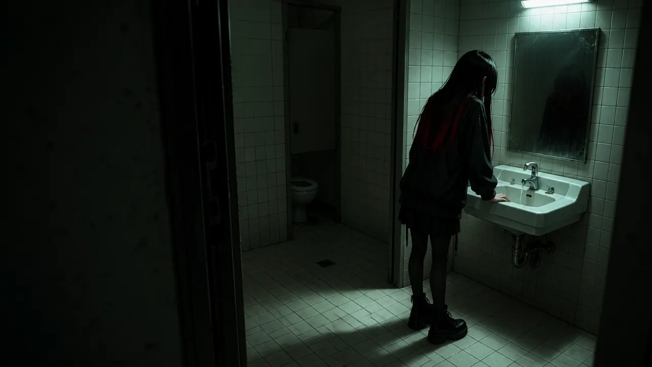 Say It Twice dark bathroom scene with Noriko at the sink music video thumbnail
