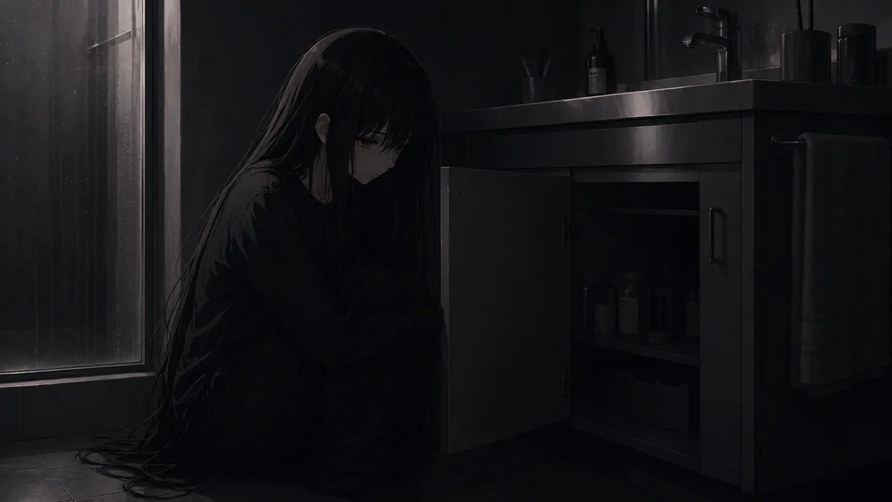 Room With No Weather video still: grief beneath the sink